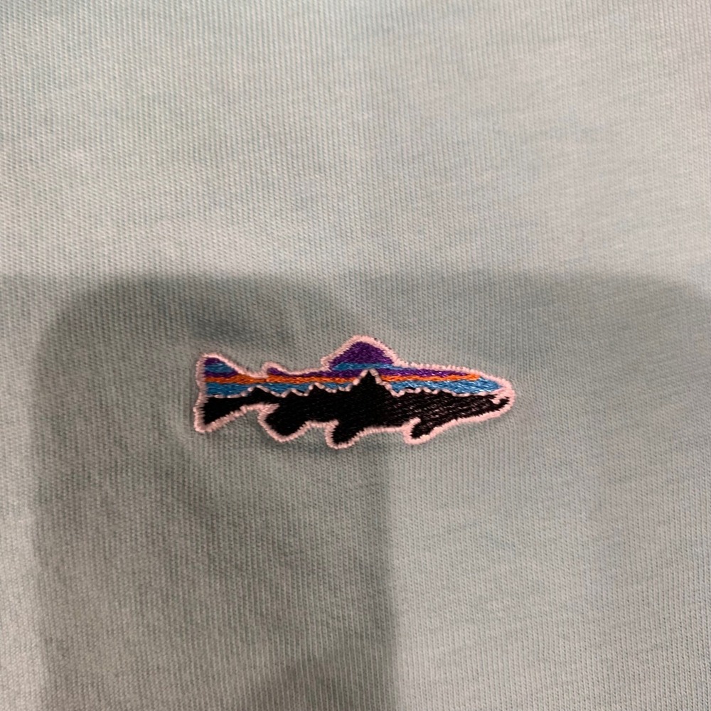 Patagonia Polo Shirt Fish Logo Short Sleeve Casual Top XL Men's Blue - Picture 3 of 10